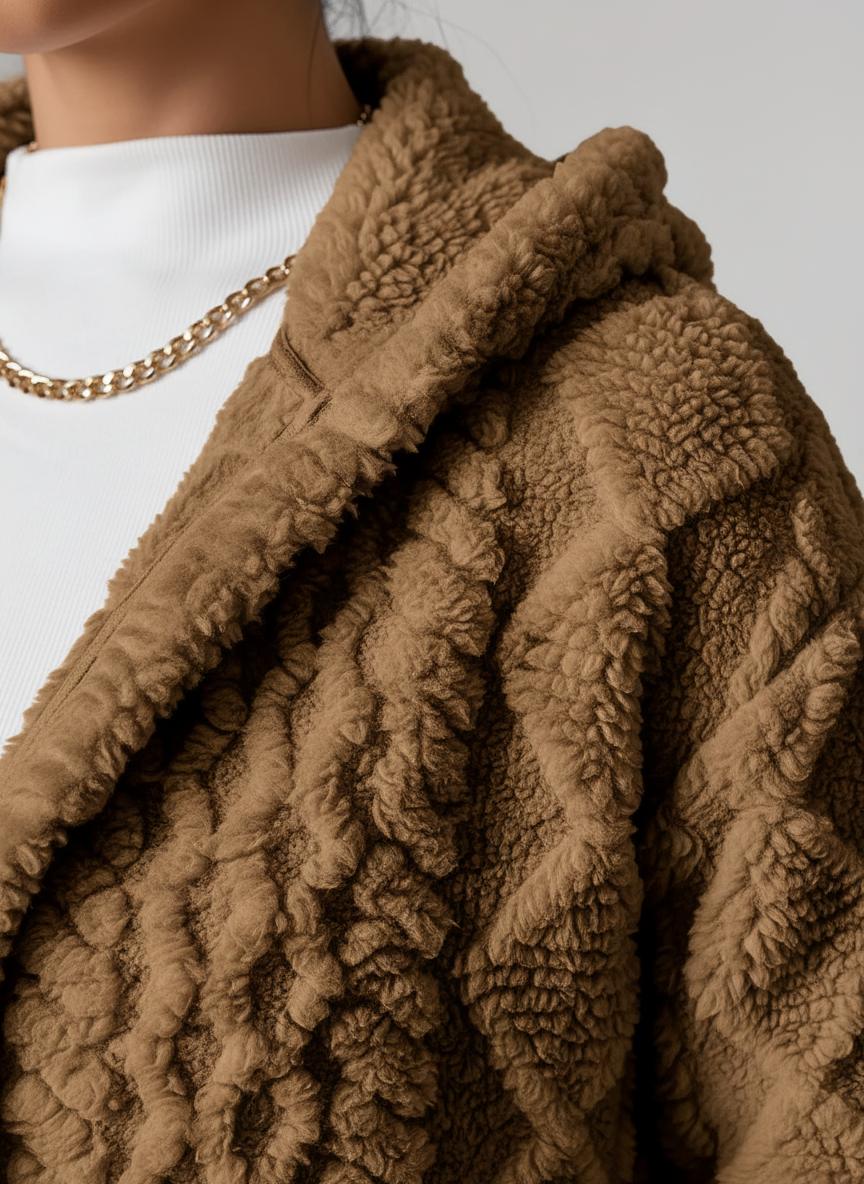 Fleece damescardigan met capuchon – Louise