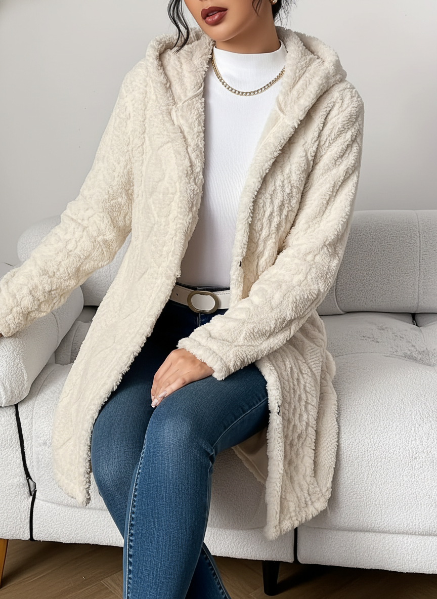 Fleece damescardigan met capuchon – Louise