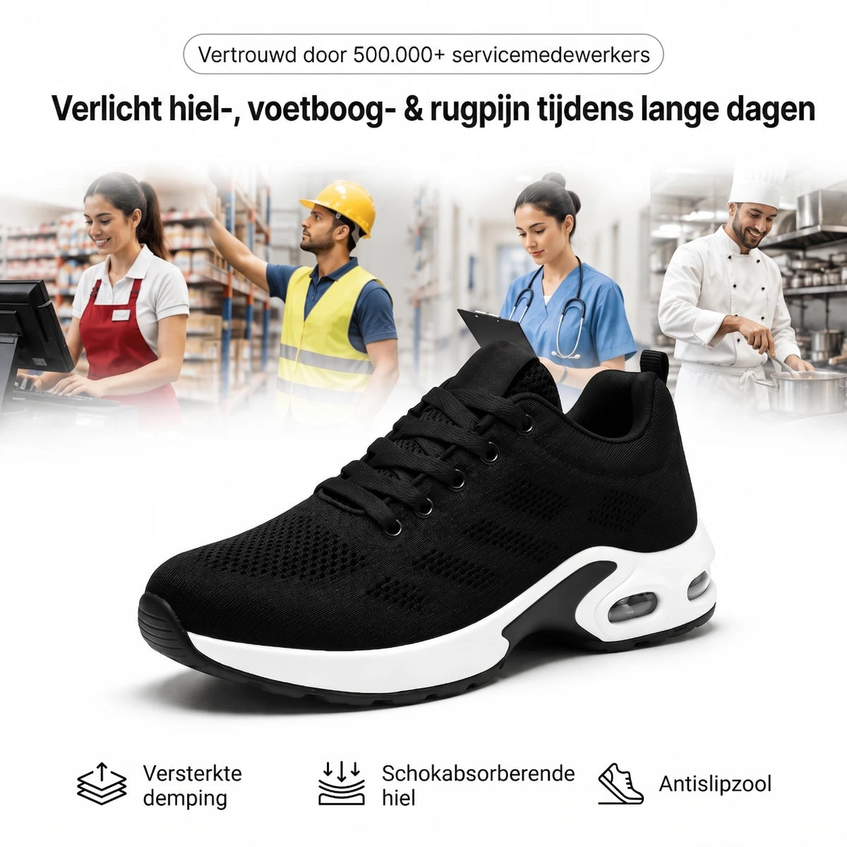 OrthoWalk™ – 12-uurs werkschoenen voor verlichting van voet-, knie- & rugpijn