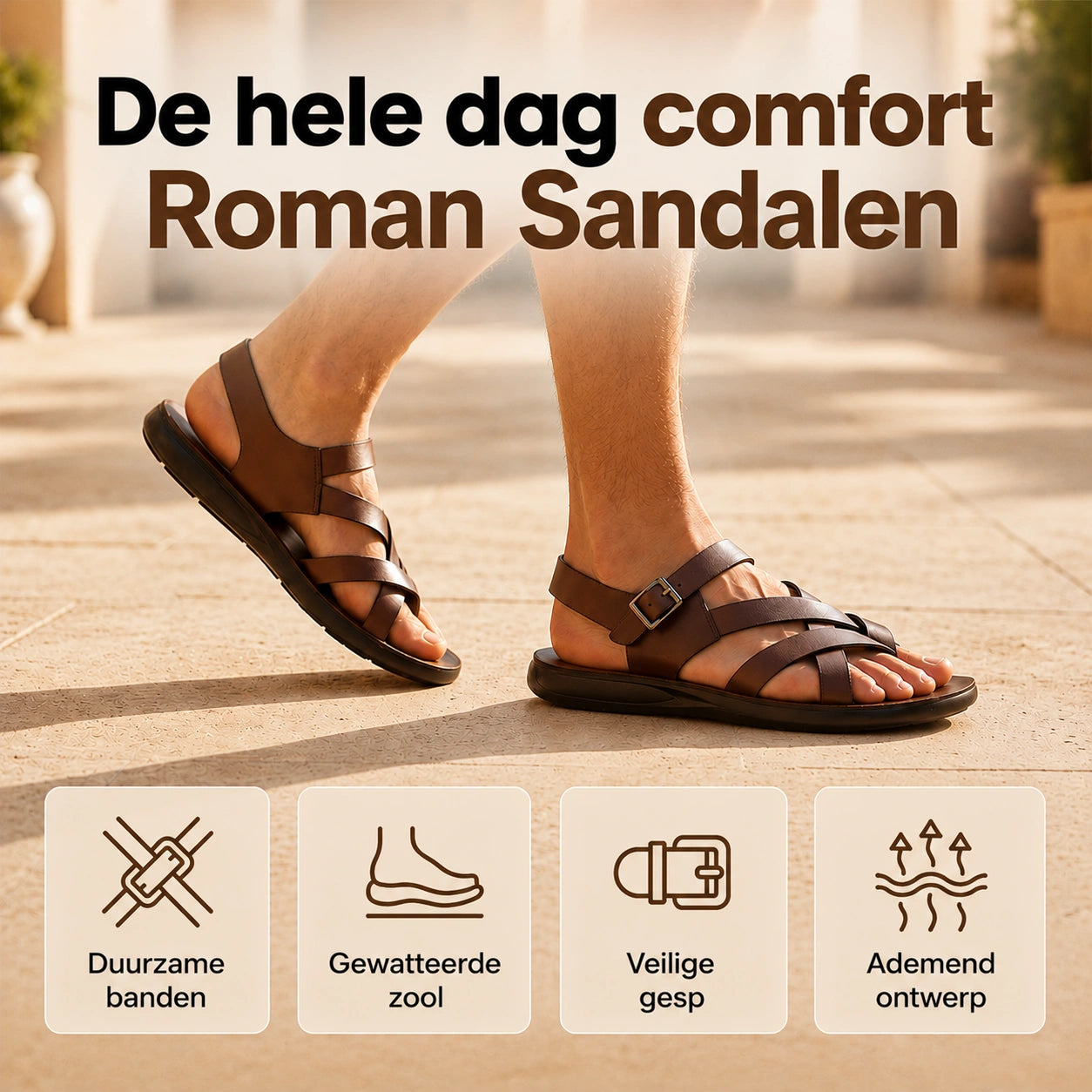 Roman | Herensandalen – Casual, Zachte zool & Perfect voor het strand