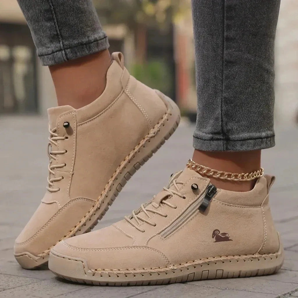 Comfortabele leren sneakers met ritssluiting – Mavie