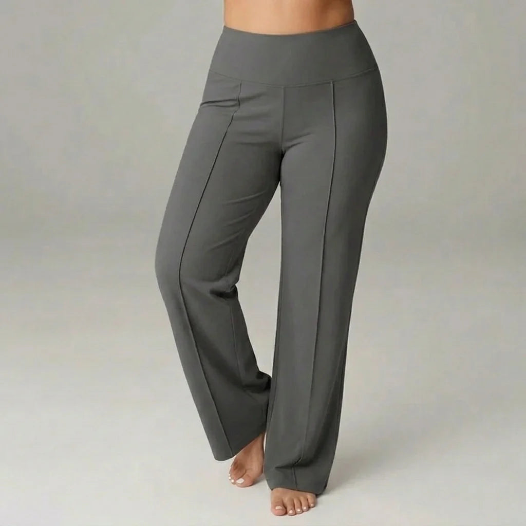 Comfortabele stretchbroek met hoge taille en wijde pijpen – SoftFlex