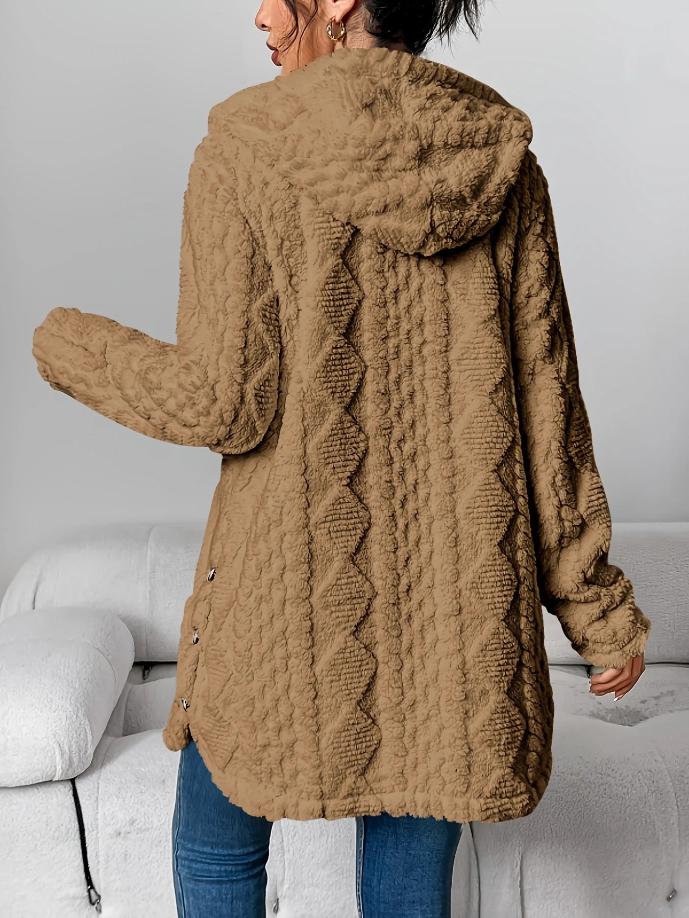 Fleece damescardigan met capuchon – Louise