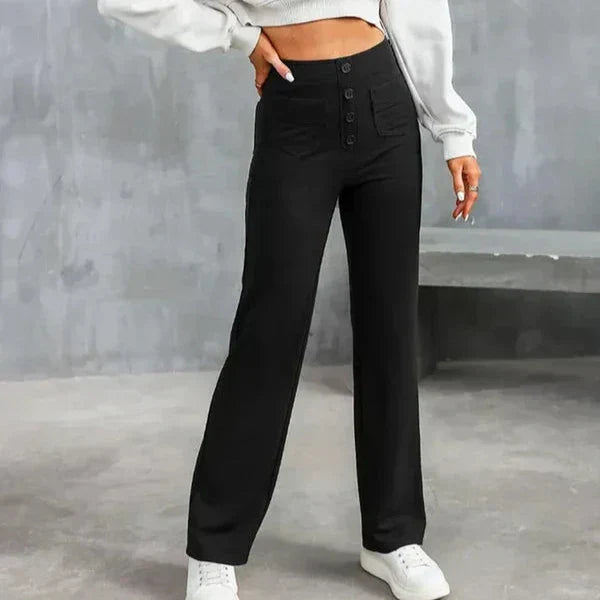 Sophie High-Waisted Stretchbroek met Zijzakken