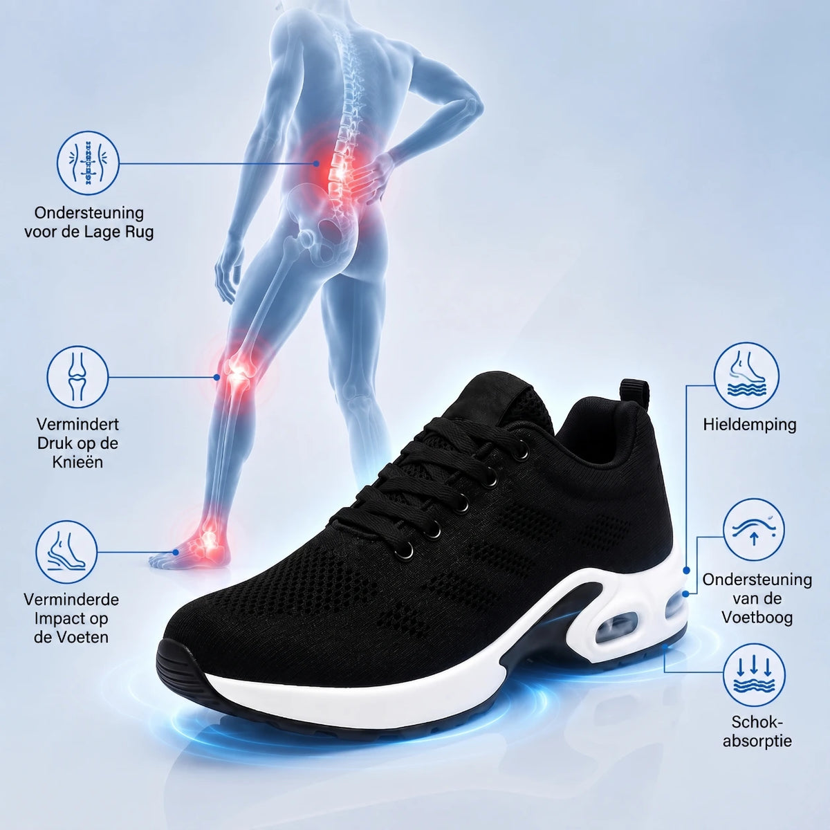 OrthoWalk™ – 12-uurs werkschoenen voor verlichting van voet-, knie- & rugpijn