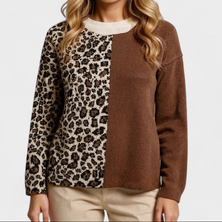 Isabella dames stijlvolle luipaardpullover