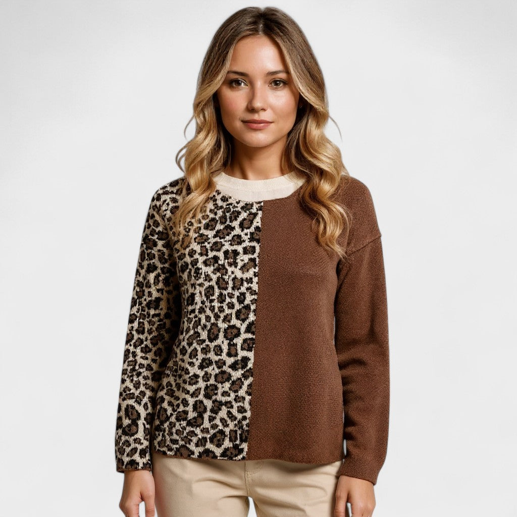 Isabella dames stijlvolle luipaardpullover