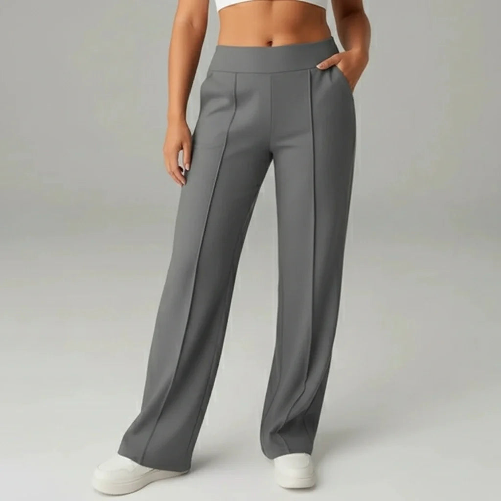 Comfortabele stretchbroek met hoge taille en wijde pijpen – SoftFlex
