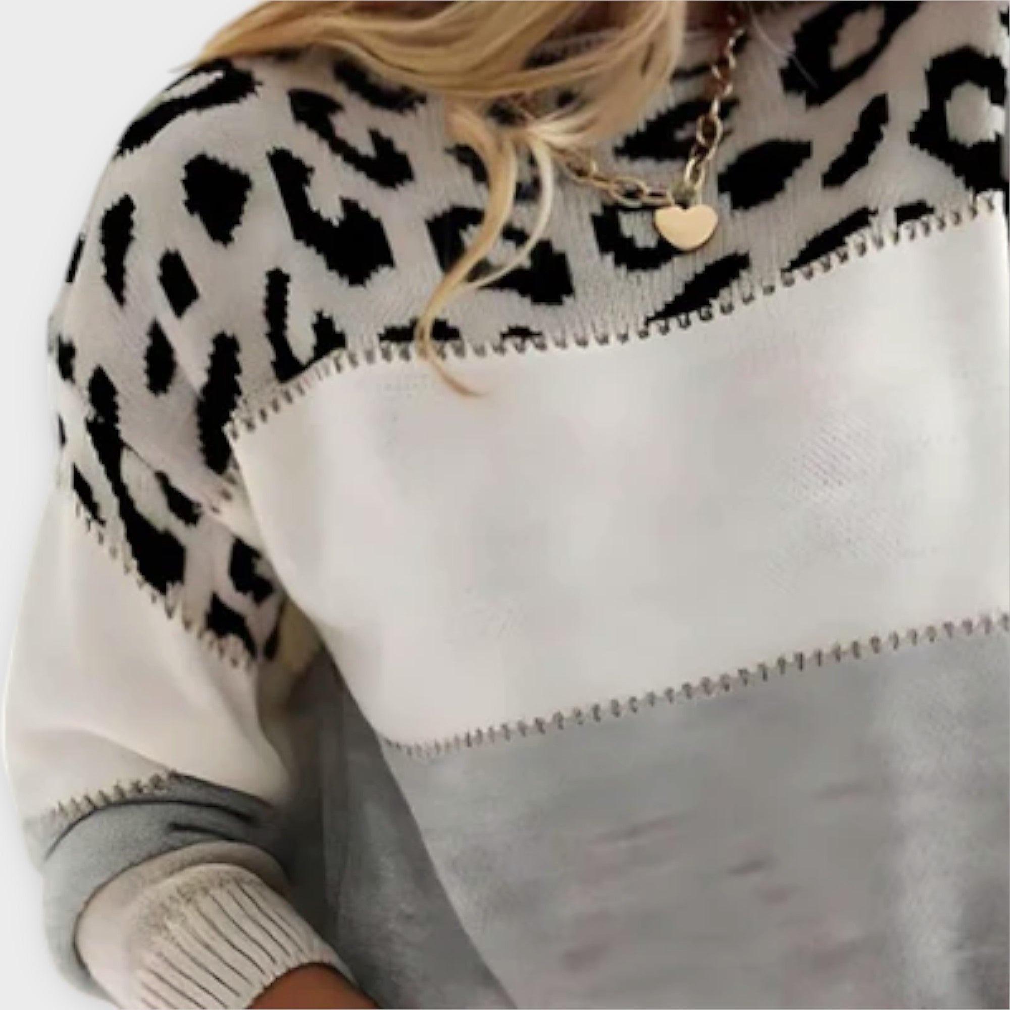 Selena dames gebreide pullover met luipaardprint