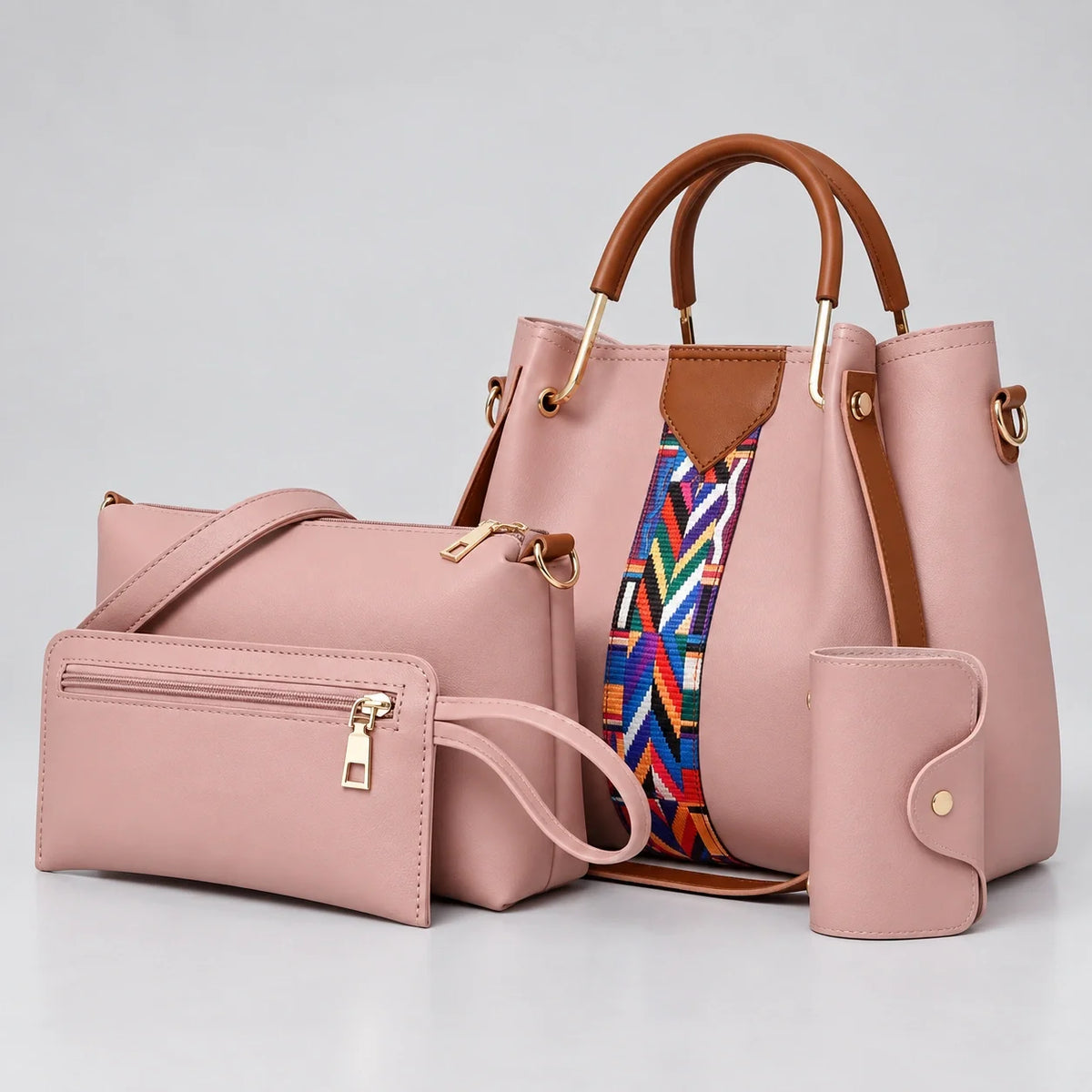 Allure | 4-delige damestassenset – Shopper, crossbodytas, portemonnee & etui