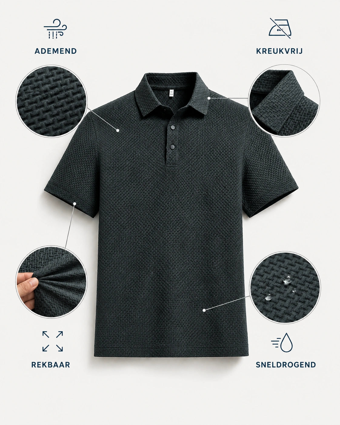Comfortabel getextureerd stretch poloshirt
