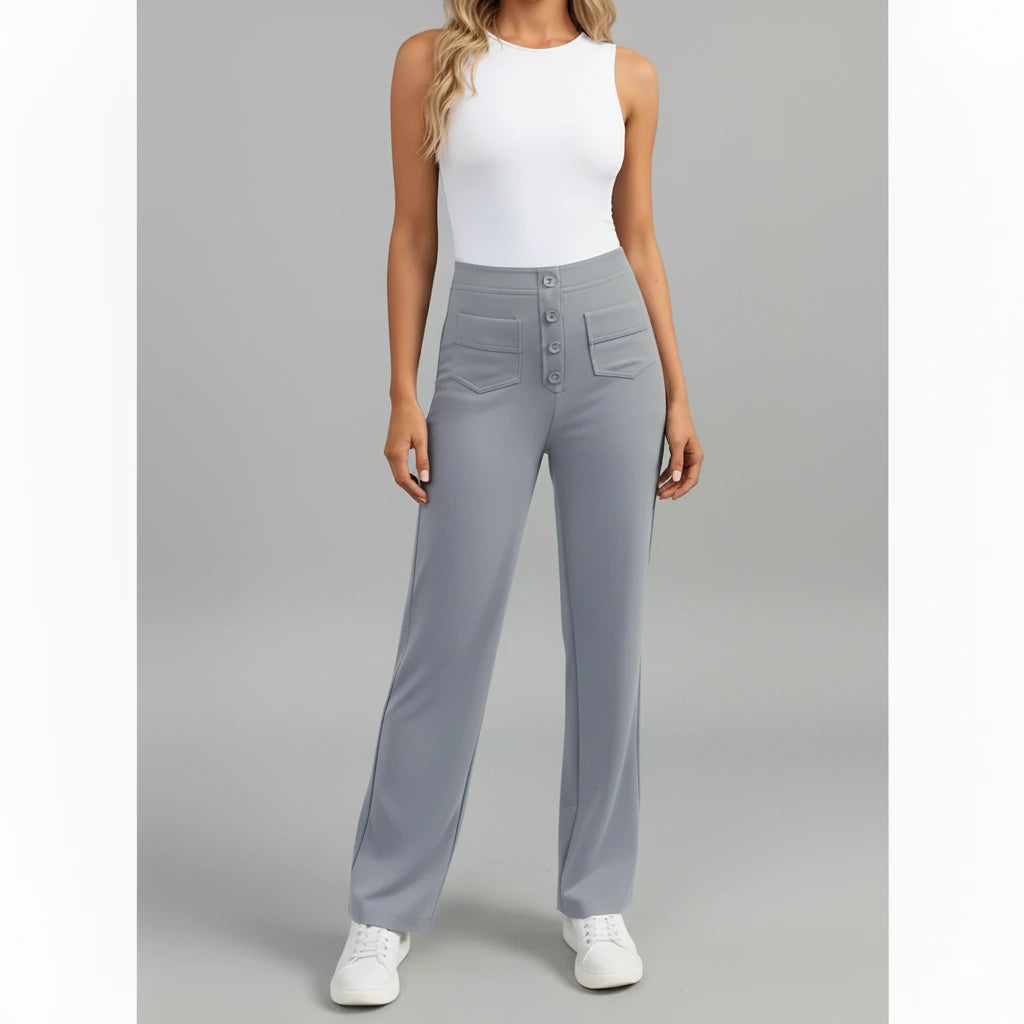 Sophie High-Waisted Stretchbroek met Zijzakken