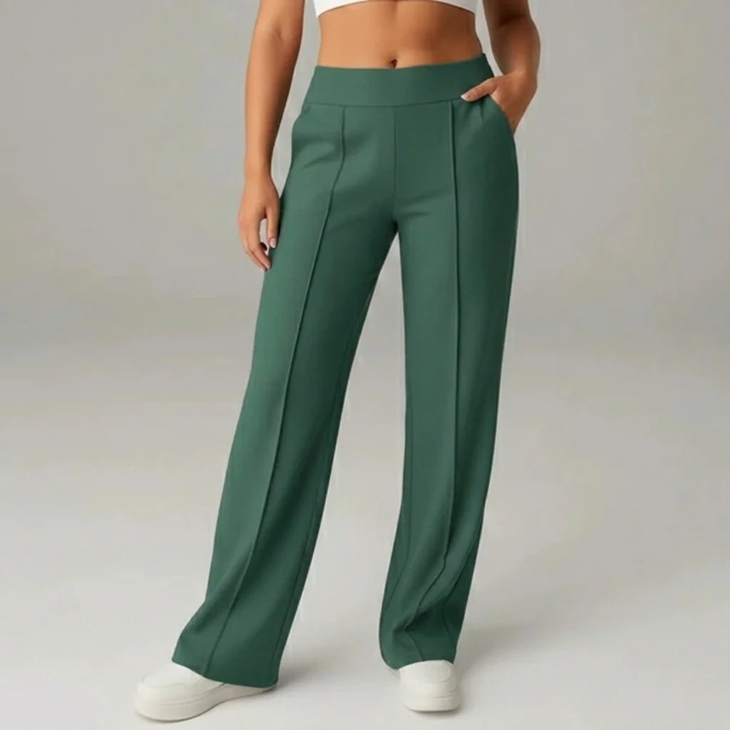 Comfortabele stretchbroek met hoge taille en wijde pijpen – SoftFlex