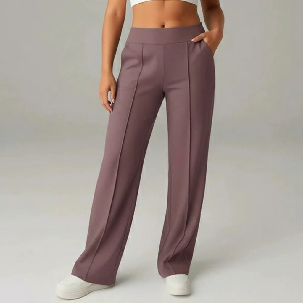 Comfortabele stretchbroek met hoge taille en wijde pijpen – SoftFlex