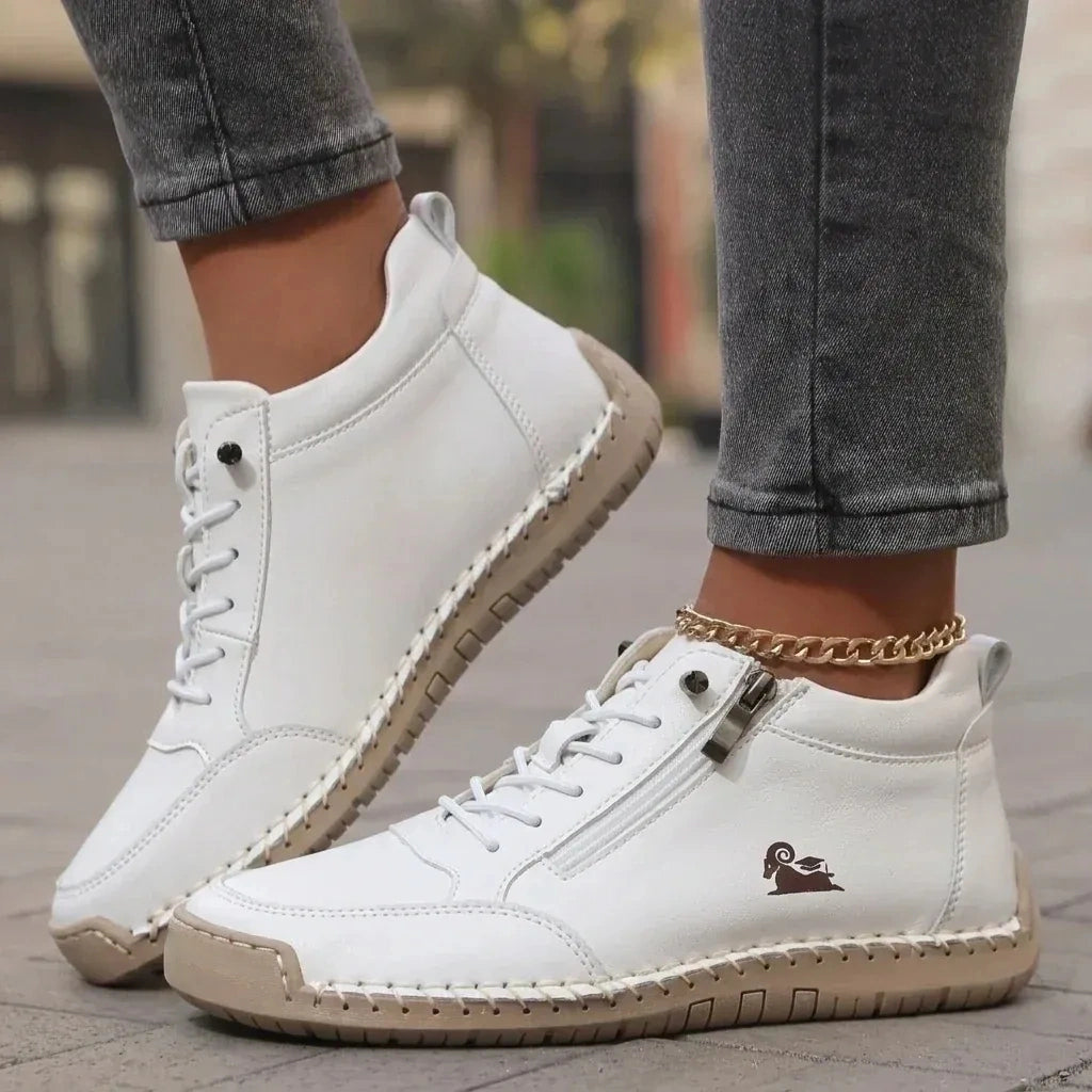 Comfortabele leren sneakers met ritssluiting – Mavie