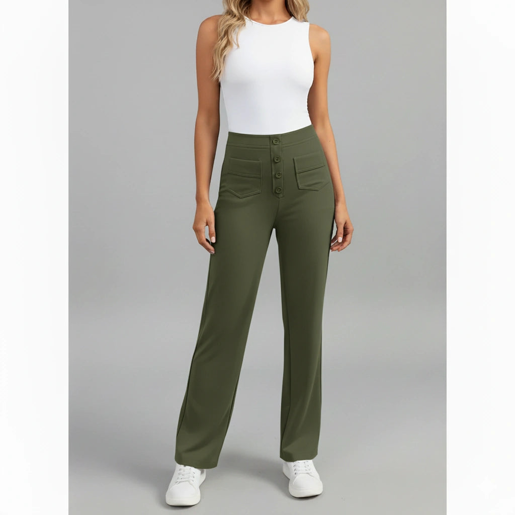 Sophie High-Waisted Stretchbroek met Zijzakken