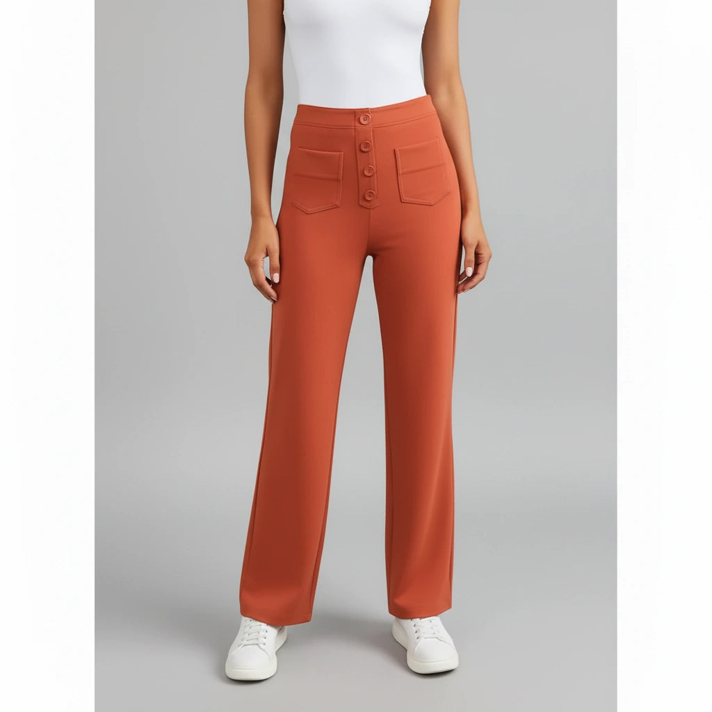 Sophie High-Waisted Stretchbroek met Zijzakken