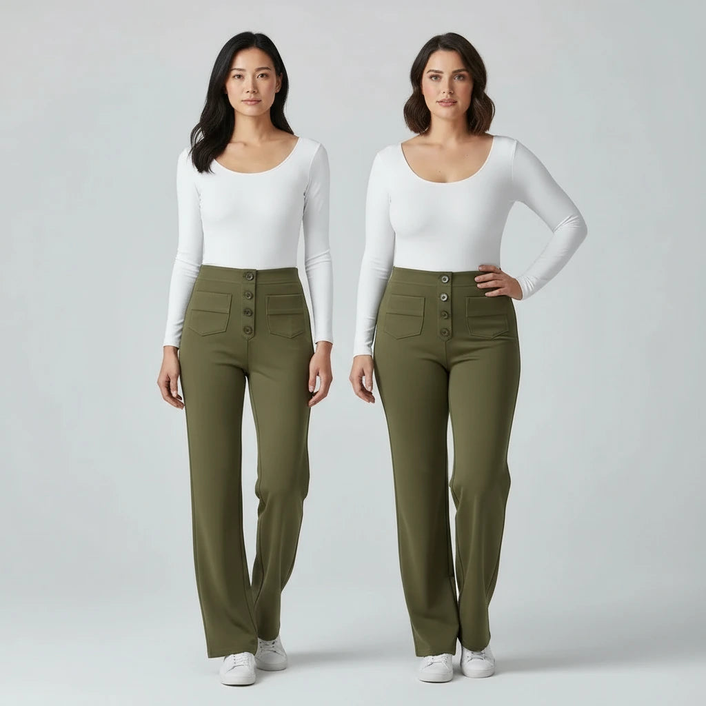 Sophie High-Waisted Stretchbroek met Zijzakken